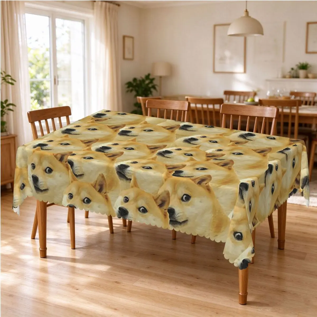 Doge Wow Shiba Inu Doggo Dog Meme Montage Tablecloth Restaurant Kitchen Rectangular Tablecloth Party Outdoor Dining Table Cover