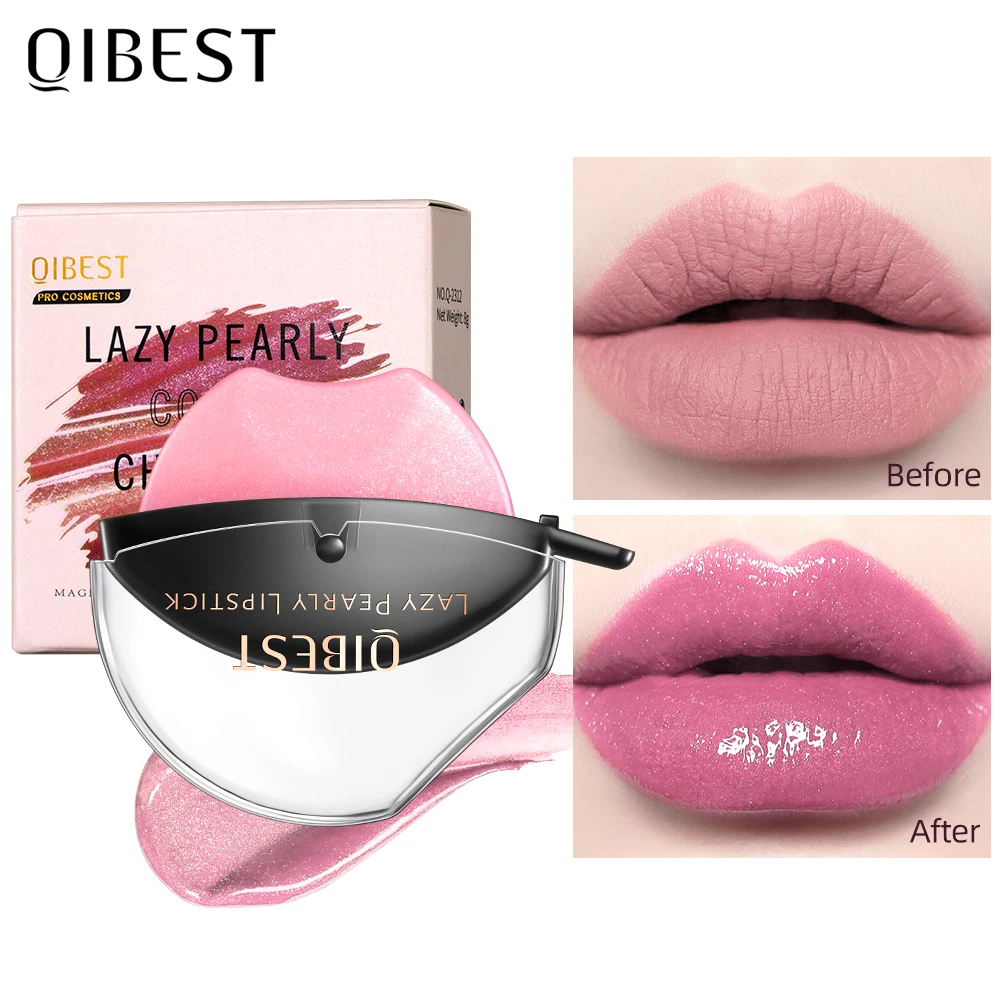 Lip-shaped Lipstick Makeup Temperature Color Changing Lazy Lipstick Velvet Matte Moisturizing Lip Gloss Waterproof Non-stick Cup