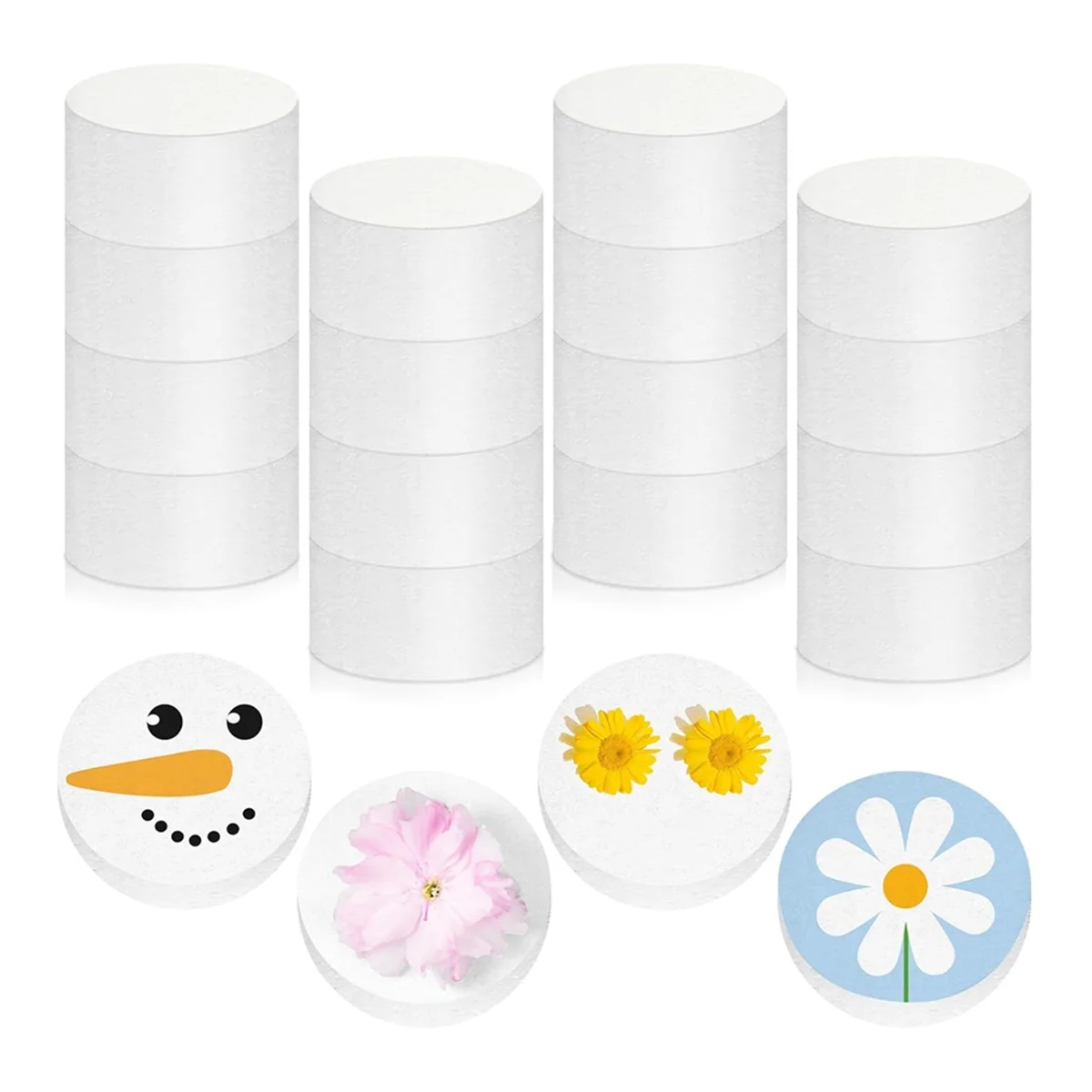 16 Pcs Foam Circles Polystyrene Foam Discs Cylinders Foam CAU30ts Round Foam White Block for DIY Arts Sculpture Modeling