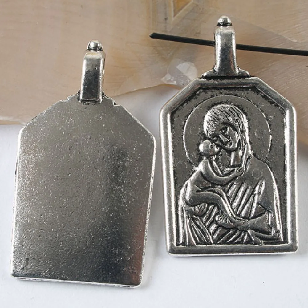 3PCS 45x25mm Charms Mother and Son Church Pendants for Necklace Making H3562