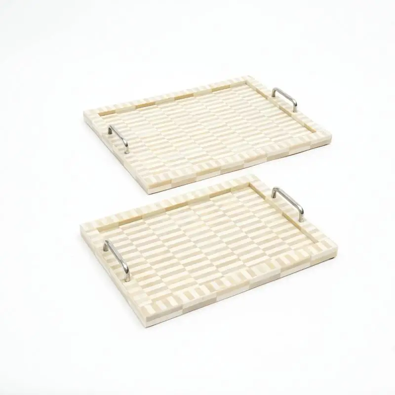

Mango Wood Serving Tray in Ivory Color, Handmade Decor for Kitchen and Home, Perfect for Entertaining and Display