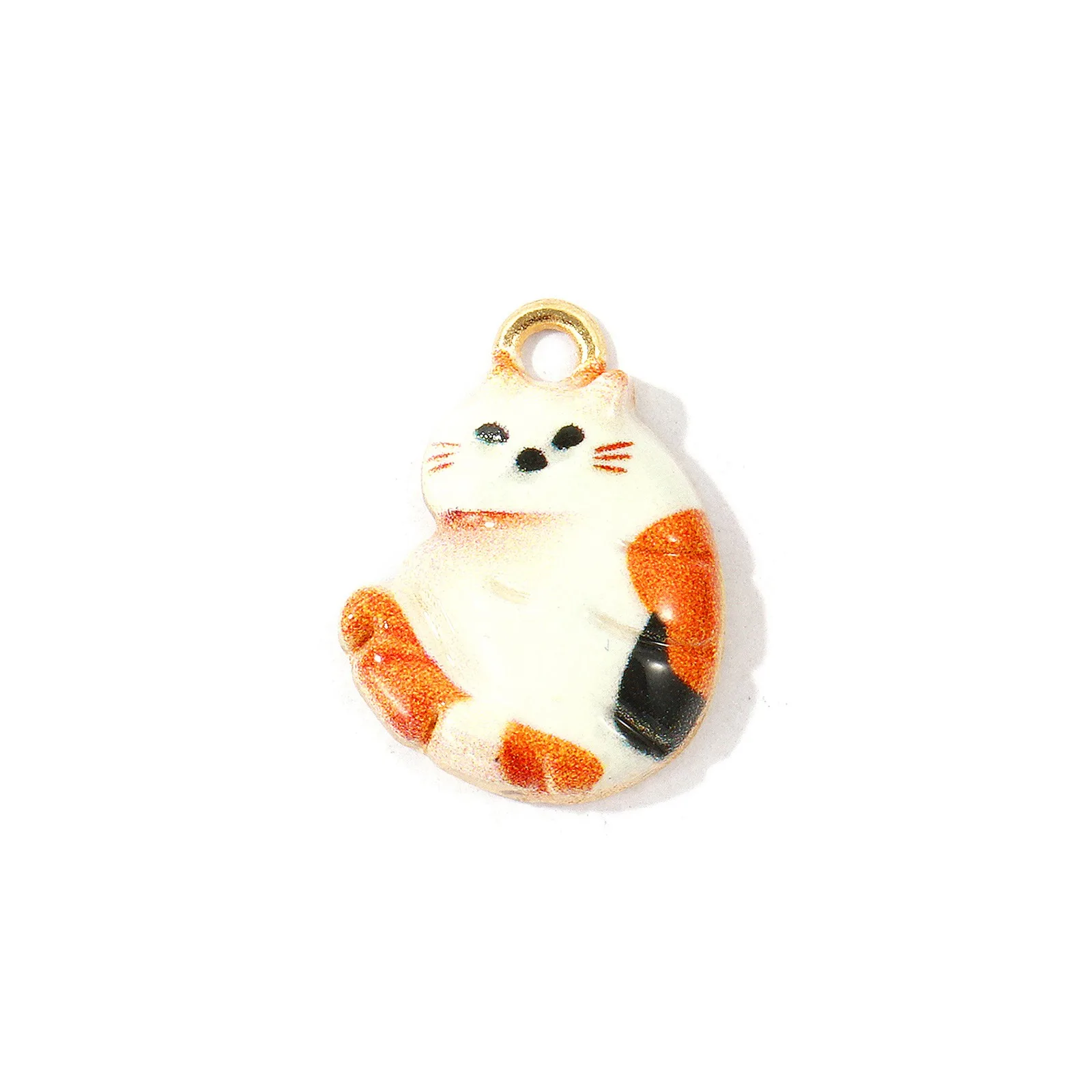 10 Stück Niedliche Cartoon-Katzen-Tier-Anhänger, vergoldet, mehrfarbig emailliert, Zinklegierung, für DIY-Halsketten-Schmuck, 18mm x 13mm – Detail 3