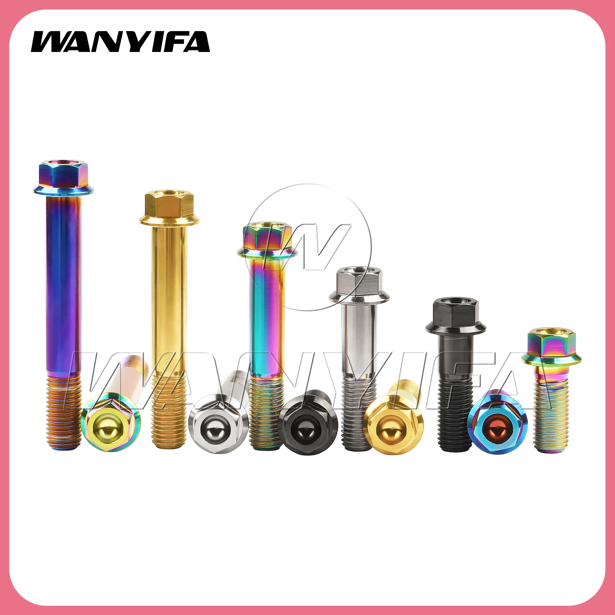 Wanyifa  Titanium Bolt M12x30/35/40/45/50/55/60/65/70/75/80/85/90mm Flange Hex Head Screw Pitch 1.25/1.5mm for Motorcycle