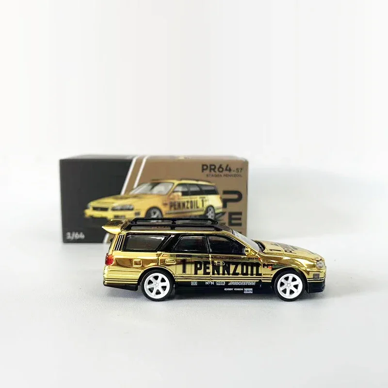 POPRACE 1:64 Model samochodu Stagea Alloy Die-Cast Vehicle Open Hood - GOLD CHROME