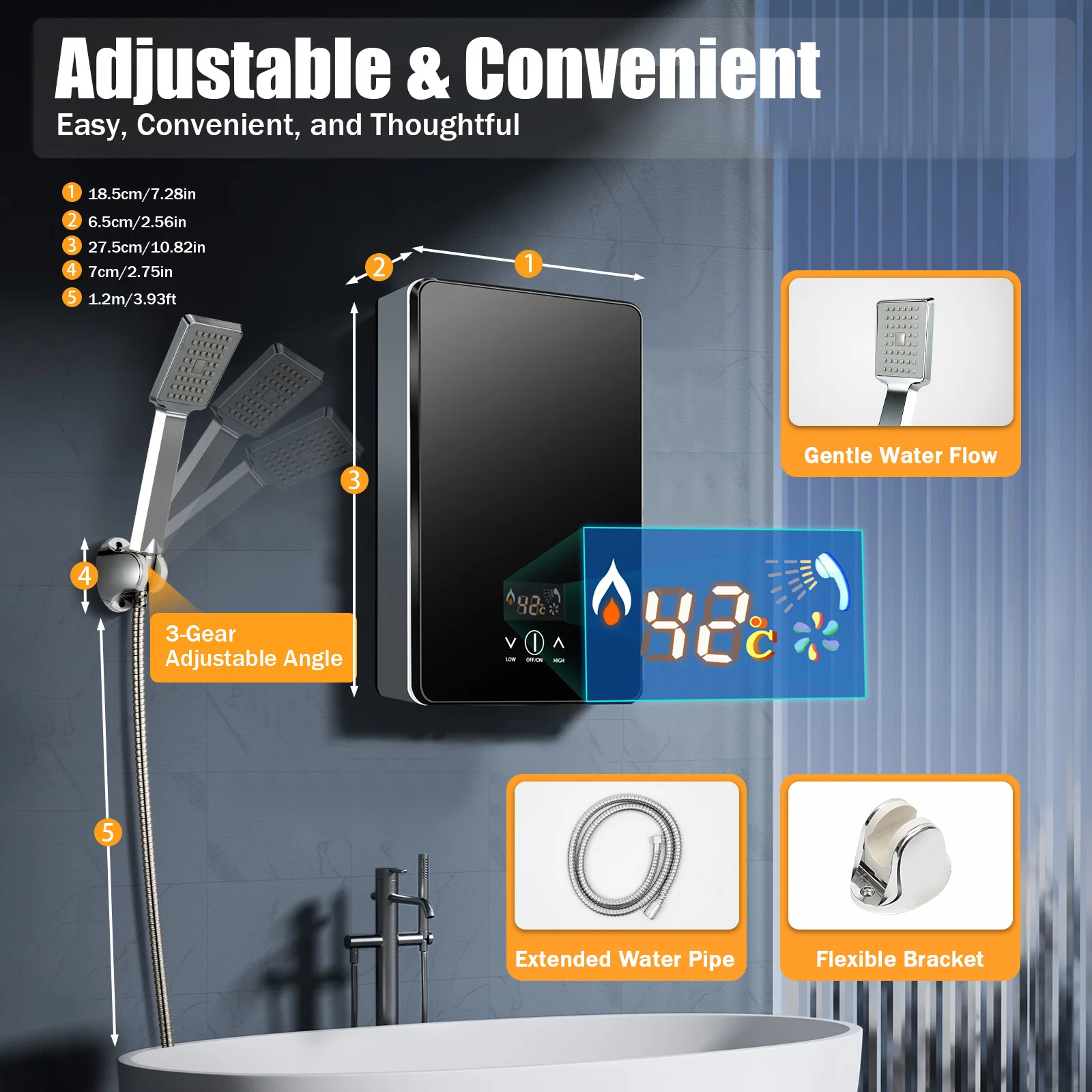 

220VTankless Electric Water Heater,6500w Constant Temperature Instant Electric Tankless Hot Water Heater With Led Screen Display