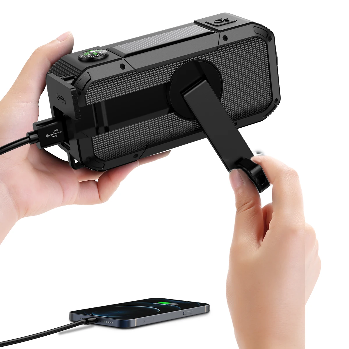 راديو AM FM عالمي محمول مقاوم للماء متعدد الطاقة يعمل بالطاقة الشمسية، راديو منزلي جديد للطوارئ مع وظيفة المصباح DF589 #4