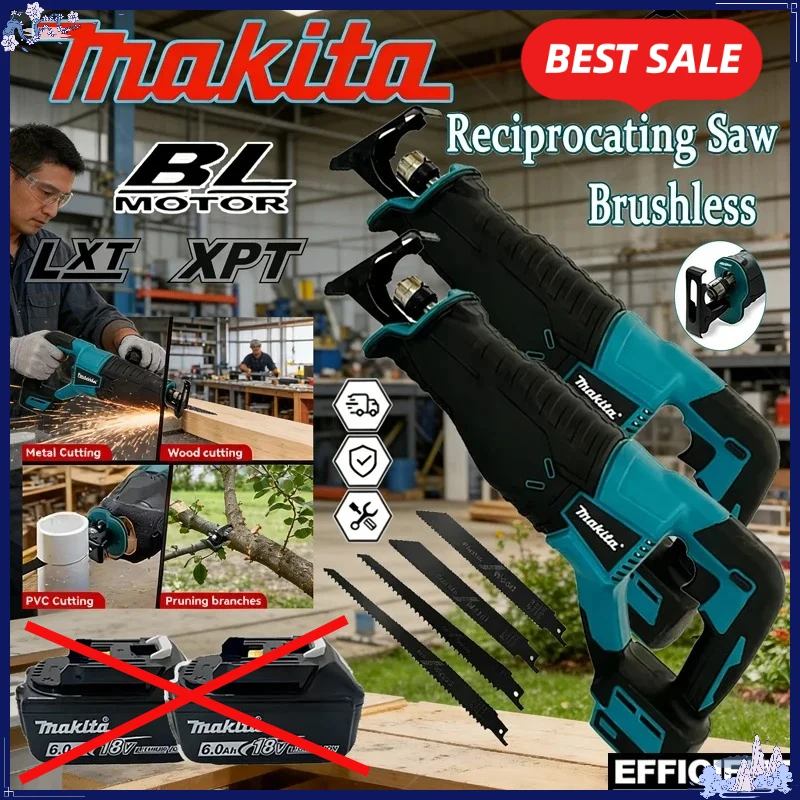 

Бесщеточная сабельная пила Makita, многофункциональный электрический инструмент для улицы, ручная мини-пила, без аккумулятора, подходит для 18В/20В.