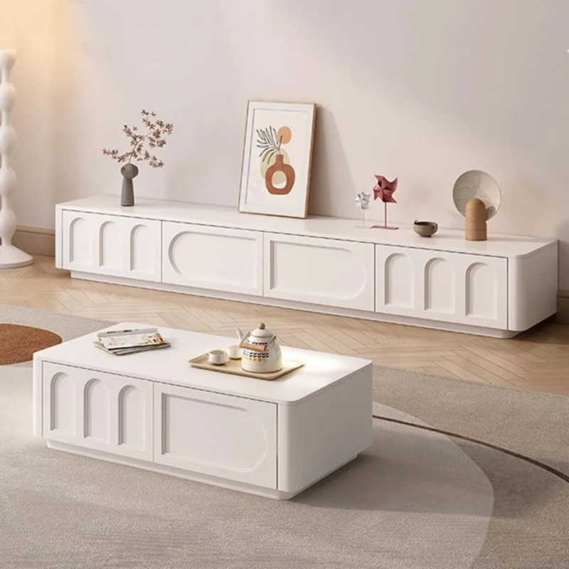 

White Mobile Tv Table Living Room Modern Display Luxury Storage Organizer Universal Tv Stands Drawers Muebles Home Furniture