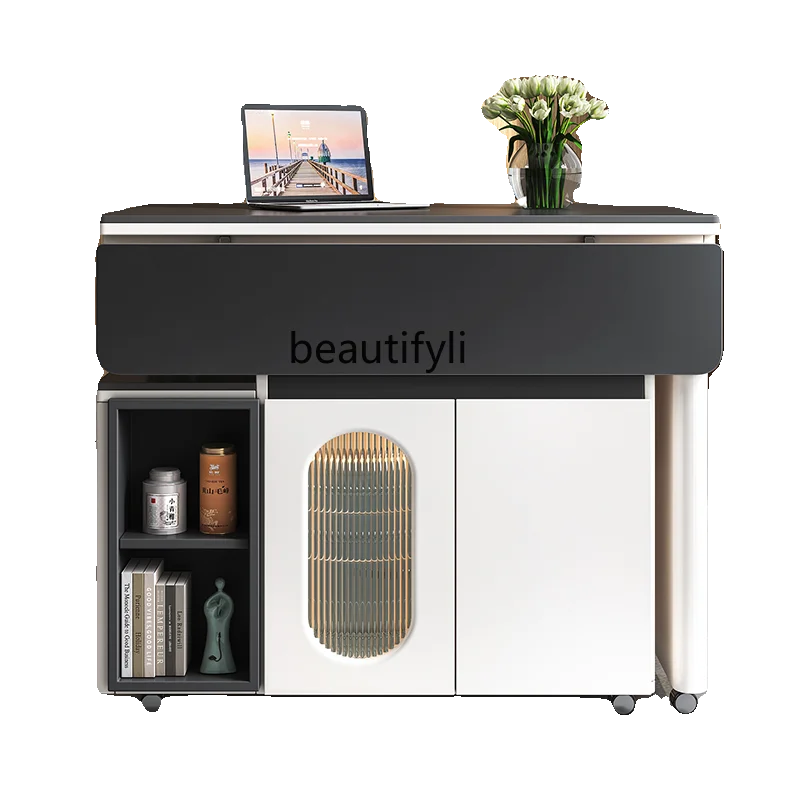 

Movable retractable folding dining tea table dual-purpose dining table light luxury rock plate dining table and chair