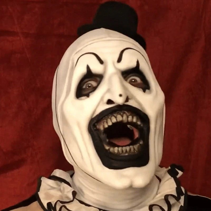 Terrifier Art The Clown Horror Mask Cosplay Funny Evil Joker Hat Latex Masks Halloween Party Costume Props