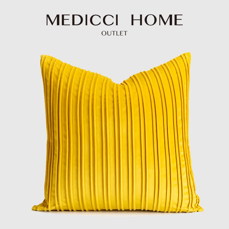 Medicci Home Designer Throw Pillow Covers INS Modern Farmhouse Striped Lemon Yellow Cushion Case For Bed Sofa Couch Decoration