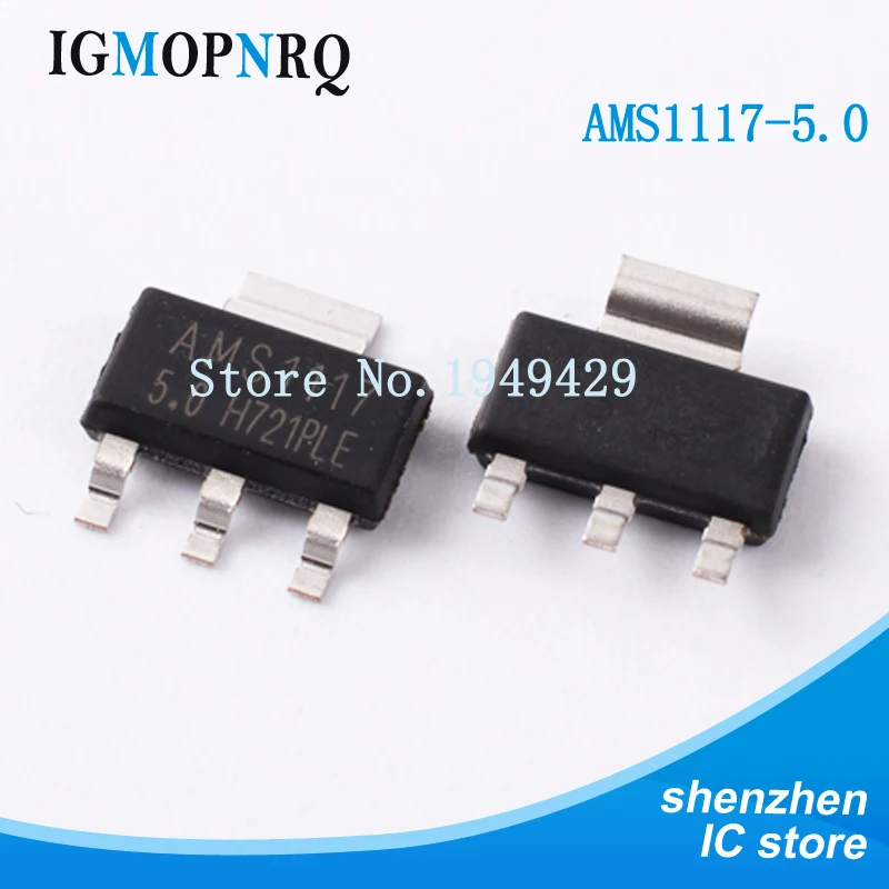 Neu 100 teile/los ams1117-3. 3 ams1117 5,0 v 1a lm1117 ams1117 sot-5,0 spannungs regulato