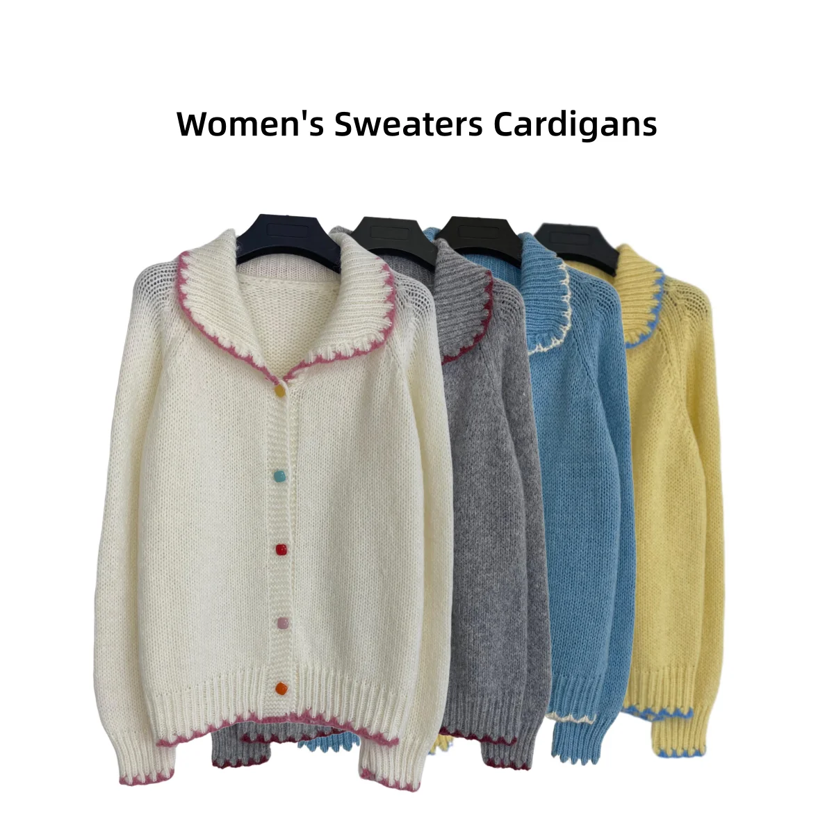 Cardigans de Style rétro pour femmes, automne hiver, élégant, solide, basique, tricoté, manches longues, Chic, col rabattable