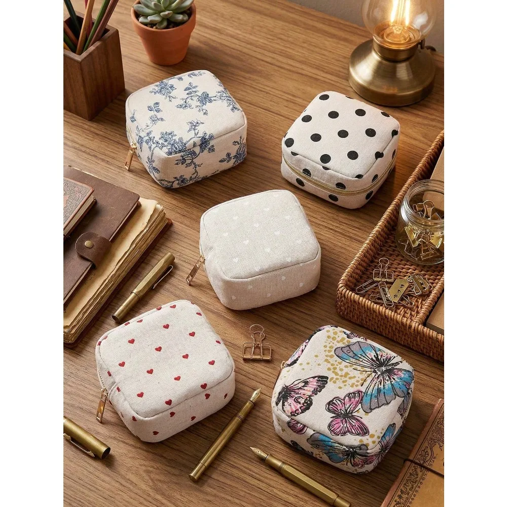 1pc Cute Sanitary Pad Storage Bag With Zipper – Portable Feminine Hygiene Pouch For Pads, Liners & Tampons, Mini Cosmetic Makeup Bag, Large Capacity Travel Organizer For Girls, Perfect For School, Daily Use & Travel