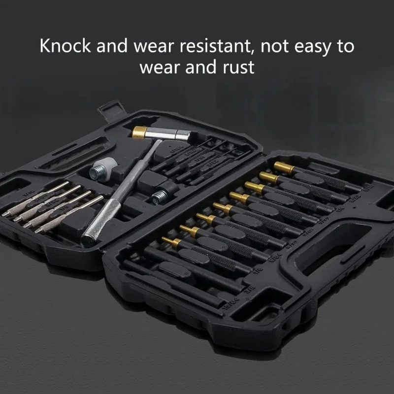 ชุดเครื่องมือเจาะรูแบบม้วนพร้อมค้อนเหล็กสองด้าน เครื่องมือเจาะสำหรับช่างปืน ชุดเครื่องมือช่างแบบพกพา