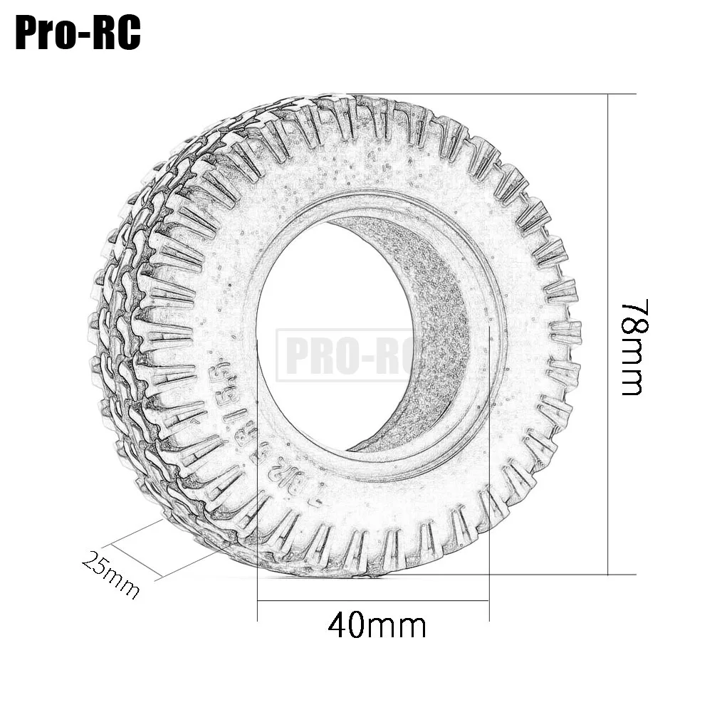 4Pcs 1.55 Inch Rubber Wheels Tires Tyre for 1/10 RC Crawler Car RC4WD D90 TF2 MST Jimny Axial 90069 Tamiya CC01 LC70