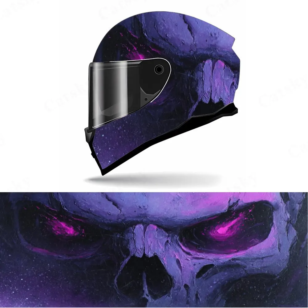 

Purple Eyes Skull Full Face Helmet Vinyl Sticker-Durable PVC Art Sticker, Suitable For Motorcycle Racing Helmets, Helmet Accesso