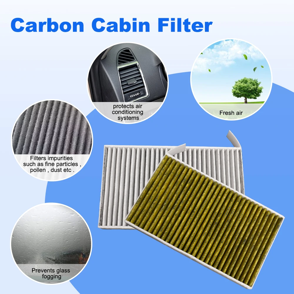 For Tesla Car Air Filter Air Conditioner Cabin Filter with Activated Carbon Replacement  for Tesla Model 3 Model Y 2 Pack