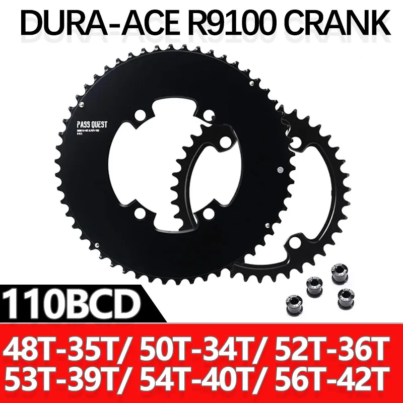 110BCD 2X Double Chainring 4 Bolts for SHIMANO 105 Dura ACE R9100 DA9100 Chainring 48-35T/ 50-34T/52-36T/53-39T/54-40T/ 56-42T