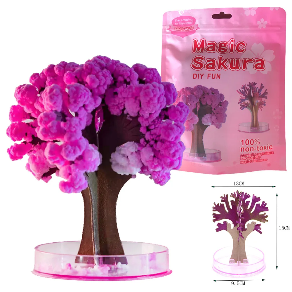 Magic Tricks Trees Decorative DIY Science Toys Sakura Crystal Trees Magic Growing Tree Magically Paper Japan Cherry Blossom