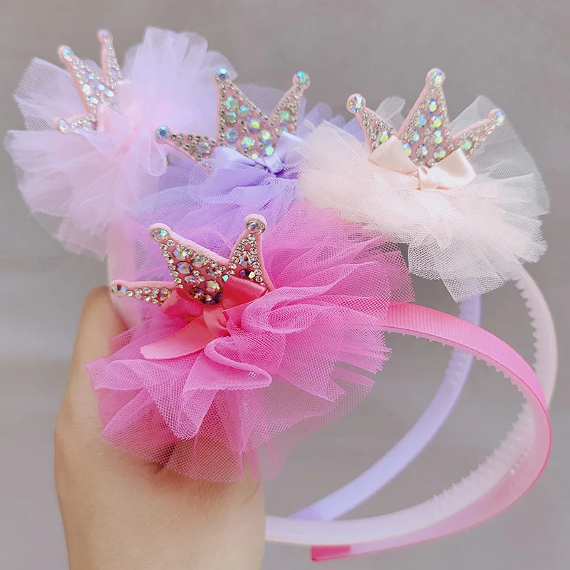 2pcs New Girl\'s Crown  hair band Children Flower Bow hairpin  hair accessories Kids Hair accessories