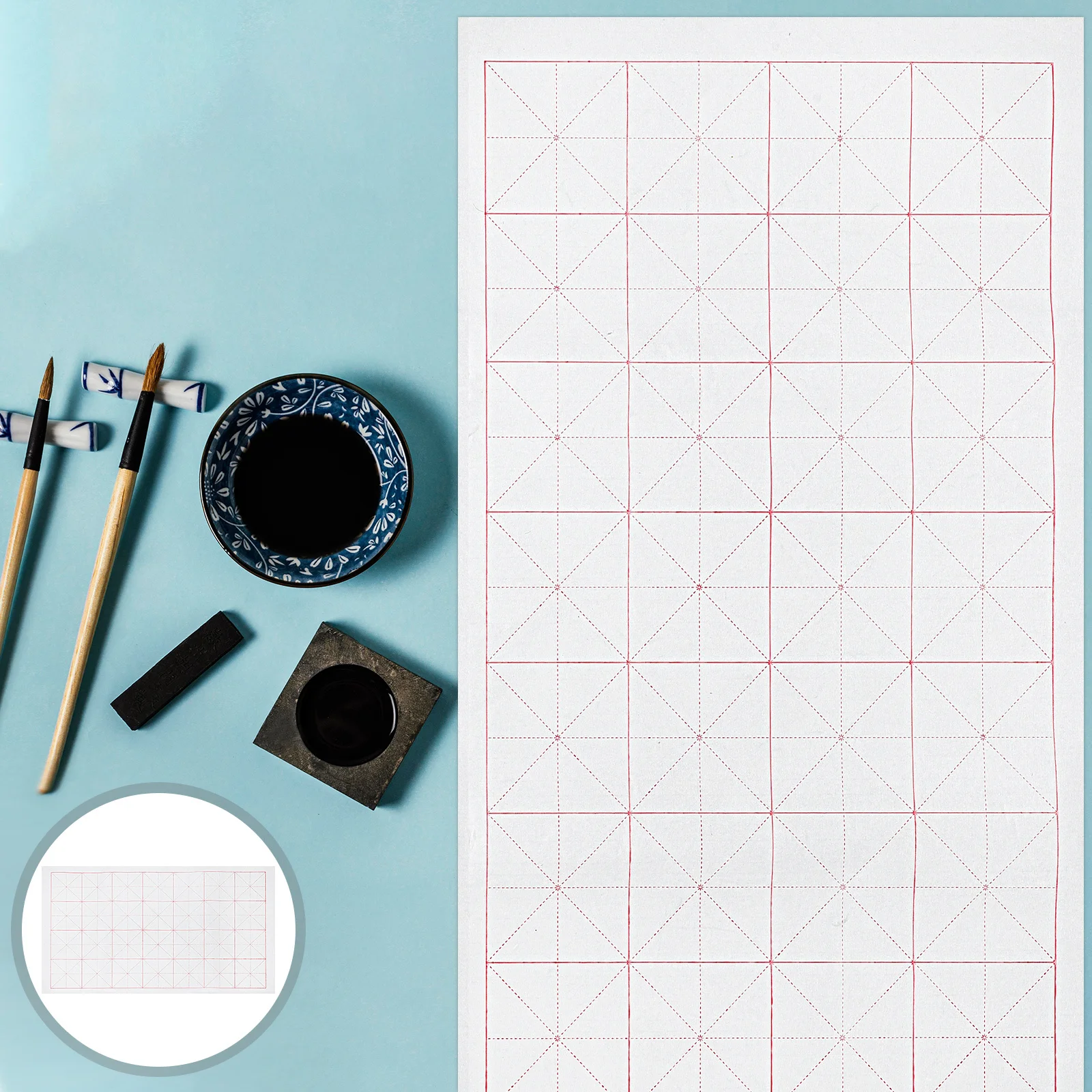 

100 Sheets Chinese Calligraphy Practice Paper Semi-Raw Xuan Paper For Brush Writing Handwriting Art Supplies Grid Structure