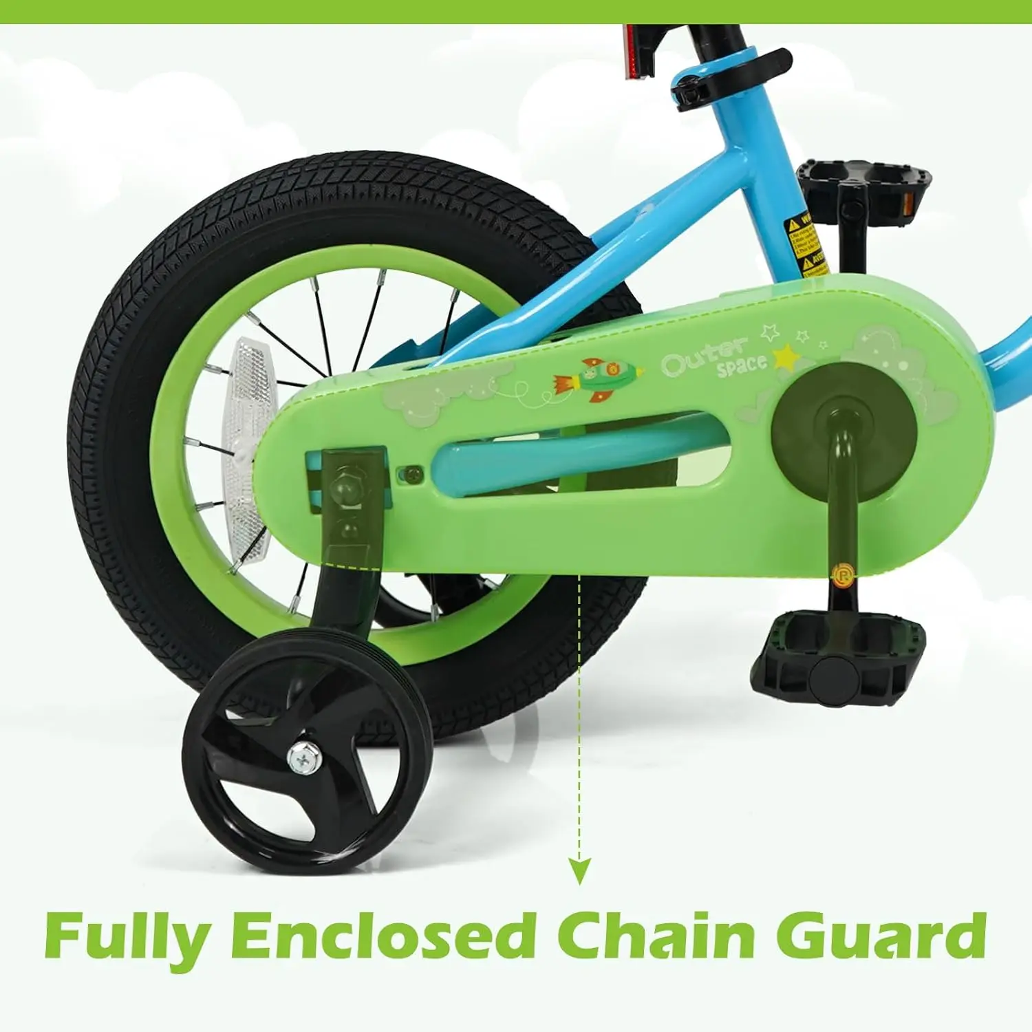 Toddler Bike for Boys Girls Age 3-8, 12 14 16 Inch Kids Bicycle with Training Wheels, Space-Themed Children's Bicycle, Adjustable Seat & Handlebar, Handbrake, Coaster Brake, Safety Bell - view 4