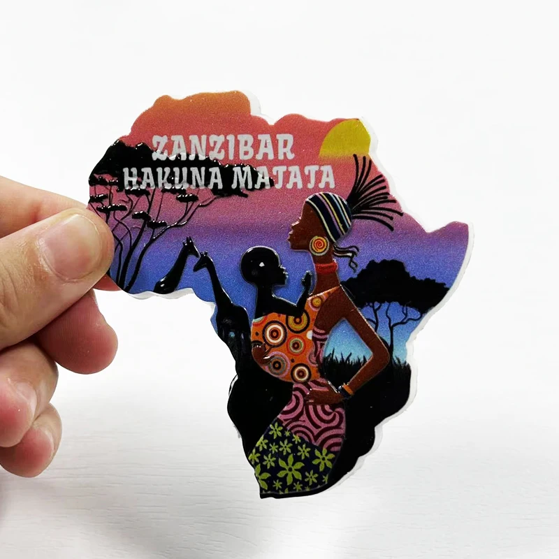 Africa Zanzibar tourism souvenirs home decoration supplies map, humanistic 3D stereo refrigerator sticker