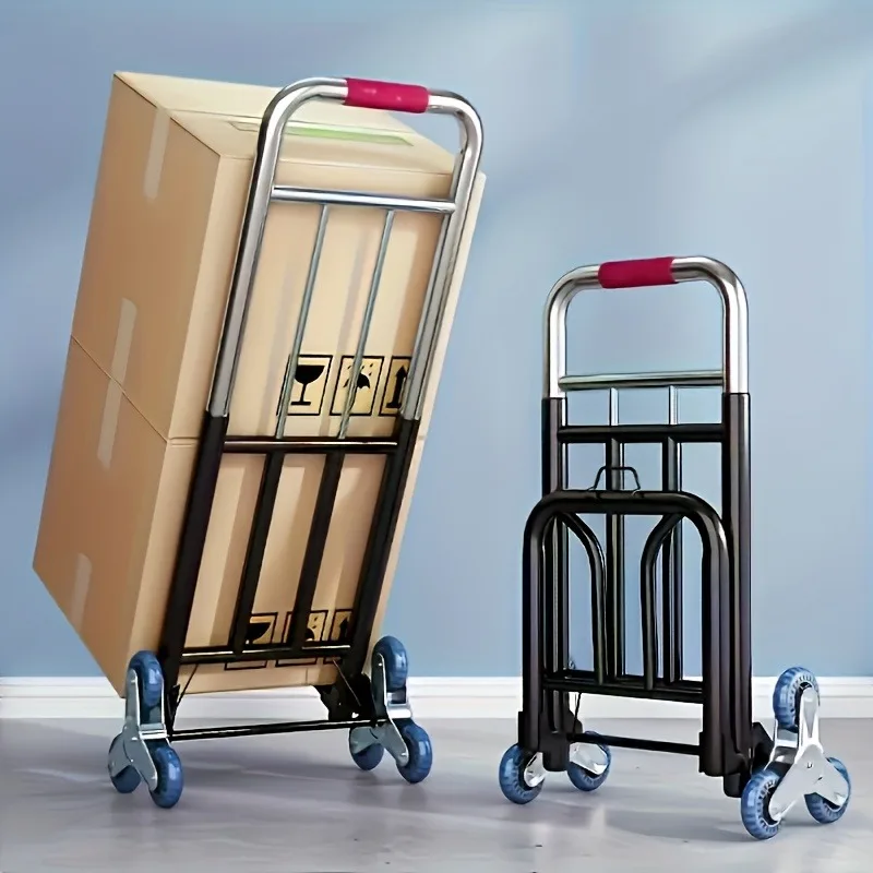 1pc small folding trolley with wheels, stair climbing design, easy to lift and carry, suitable for labor-saving transportation