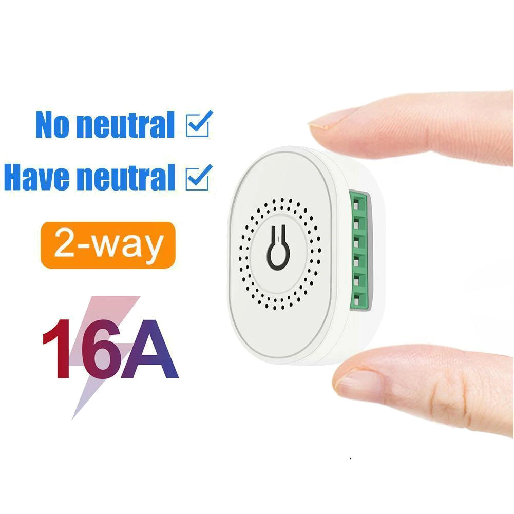 Mini Dual Control Tuya Smart Switch ZigBee 3.0 16A Zero-Fire Relay In1 Power WIFI Single-Fire 2 DIY Breaker Switch-B