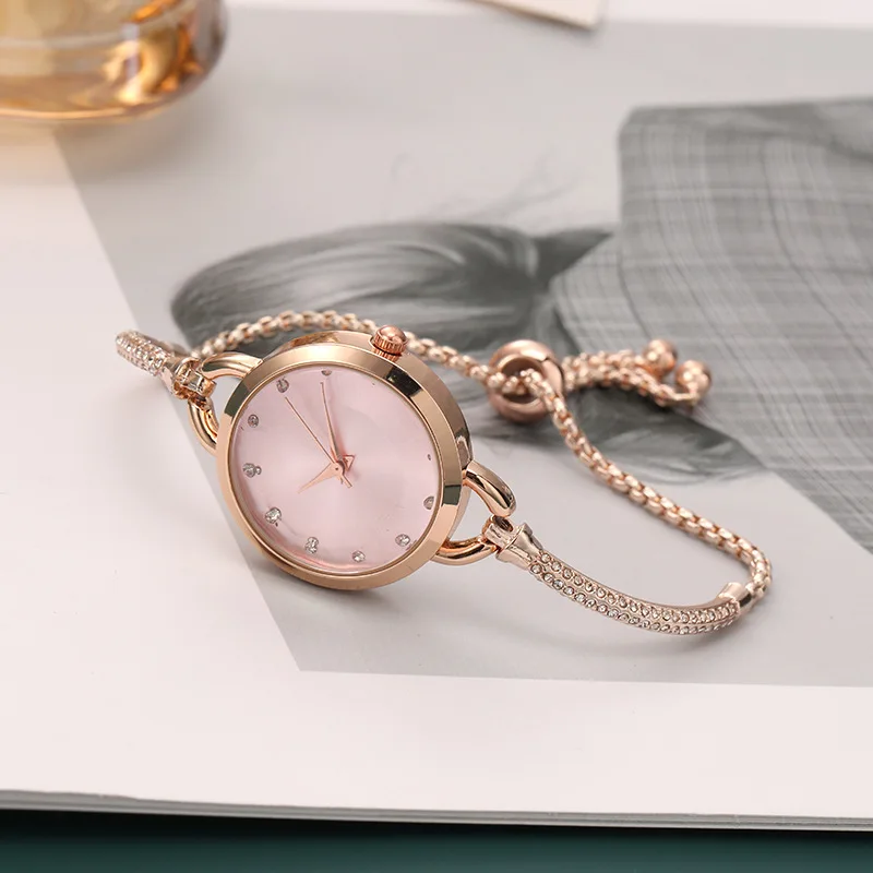 Reloj con correa de acero para mujer, pulsera delgada con esfera pequeña, de cuarzo, a la moda, V20