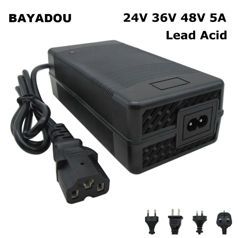 24V 36V 48V 5A Lead Acid Charger 24 36 48 Volt Battery Fast Chargers 43.2V T/PC/IEC 3Pin XLRM Connector