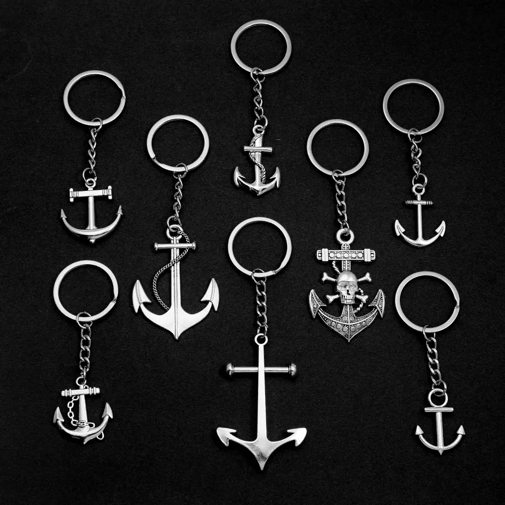 Anchor Charms Keychain Navigation Hook Pendants Keyring Jewelry Gift Key Holder Chain Ring For Men Dad Boyfriend Car Accessories