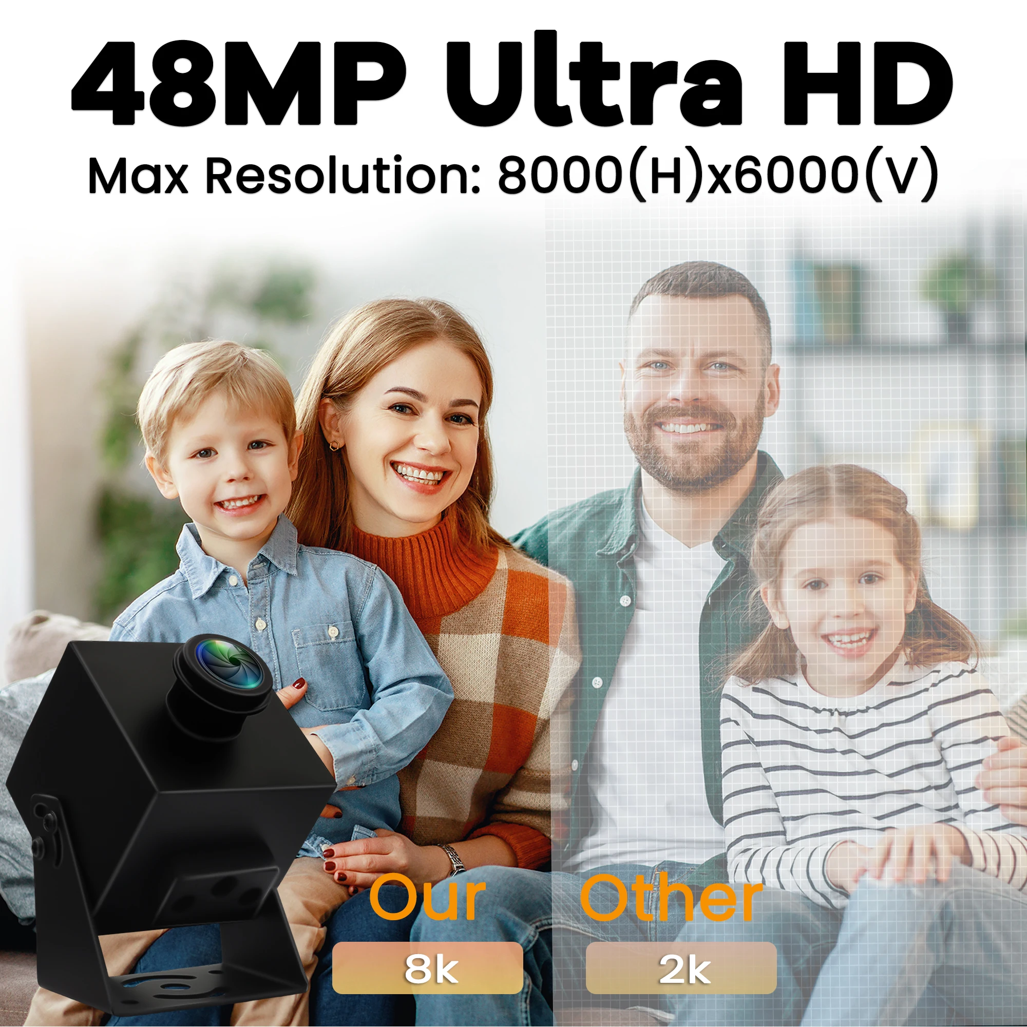 Cámara USB ELP de 48MP, Mini cámara web con enfoque automático rápido con lente ojo de pez gran angular para Windows, Mac, Linux, compatible con vídeo Industrial