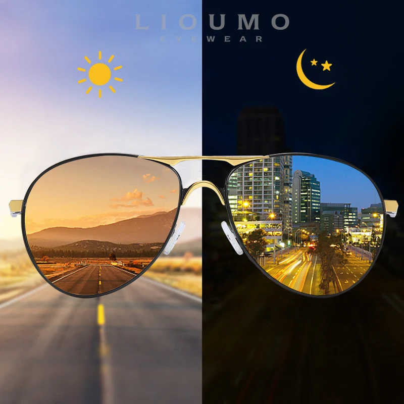 LIOUMO Top Quality Day Night Vision Glasses For Driving Polarized Sunglasses Men Photochromic Glasses Women gafas de sol hombre