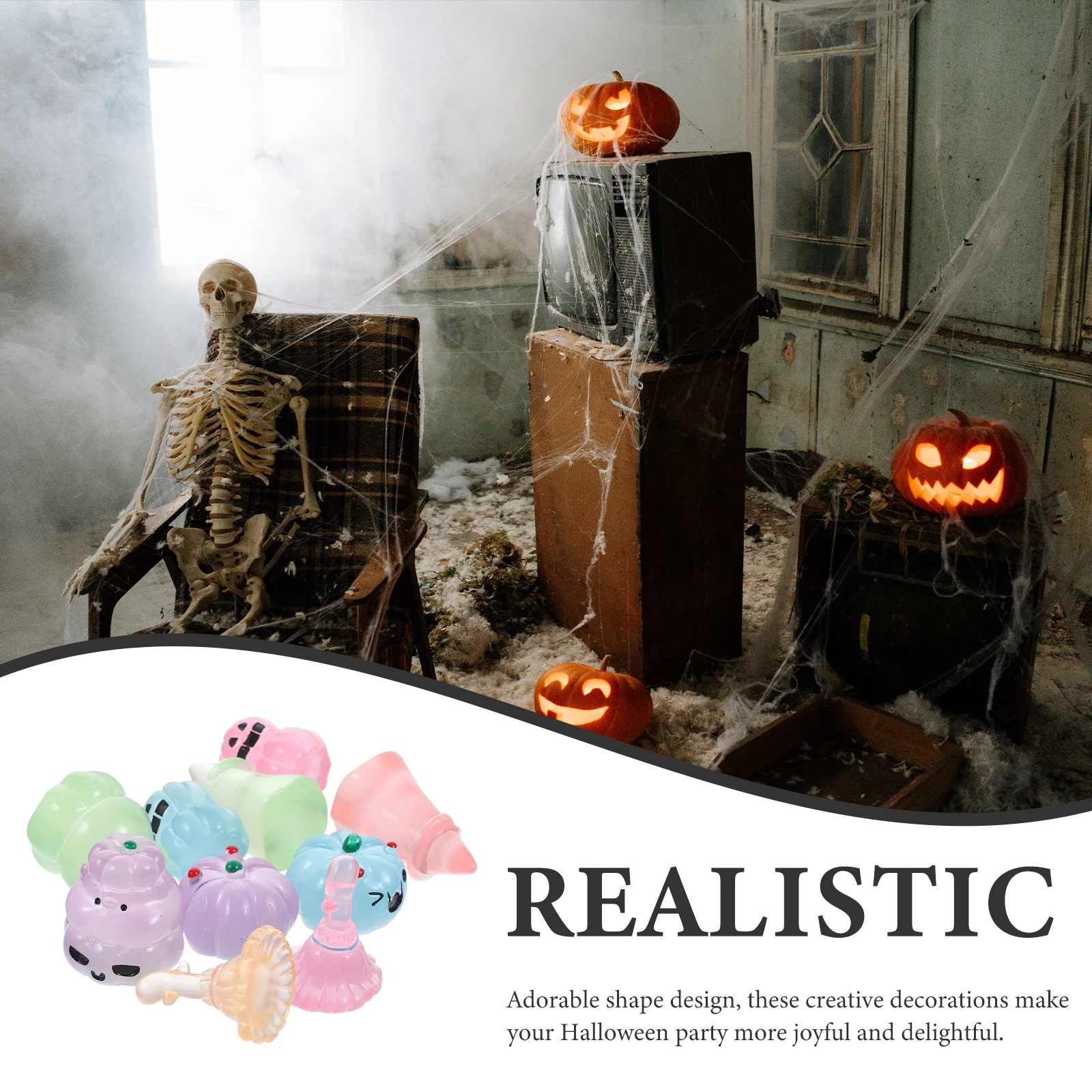 装飾発光装飾品ハロウィンミニチュア屋内ほうき風景置物ミニチュアドールハウス用小さな装飾