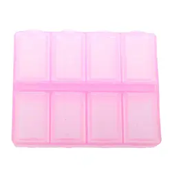 Plastic Rectangle 8 Compartments 7 Days Medicine Pill Box Pink