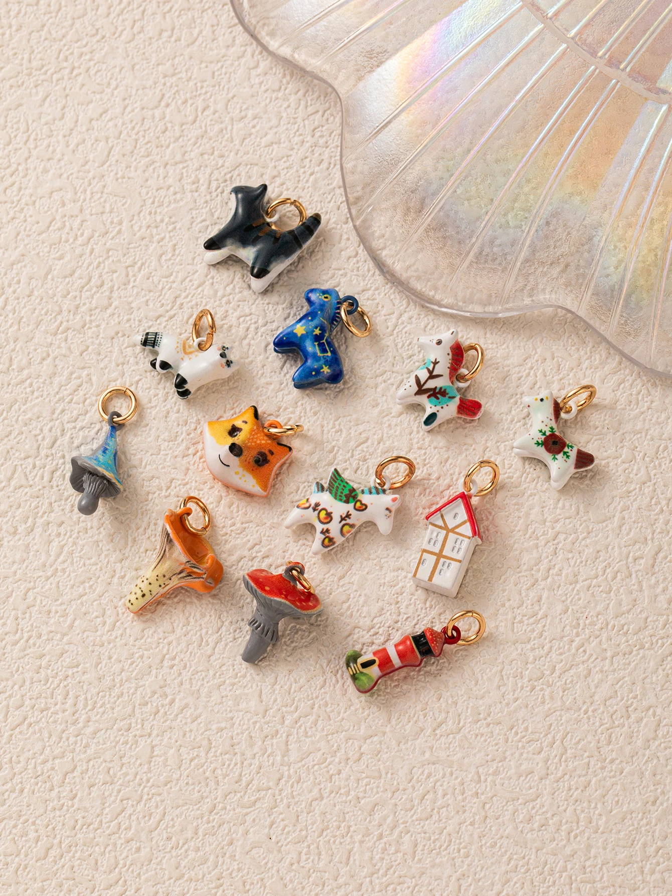 Frische und Niedliche Neue Einhorn-Haus-Fuchskopf-Pilz DIY Anhänger Charms für Schmuckherstellung – Detail 2