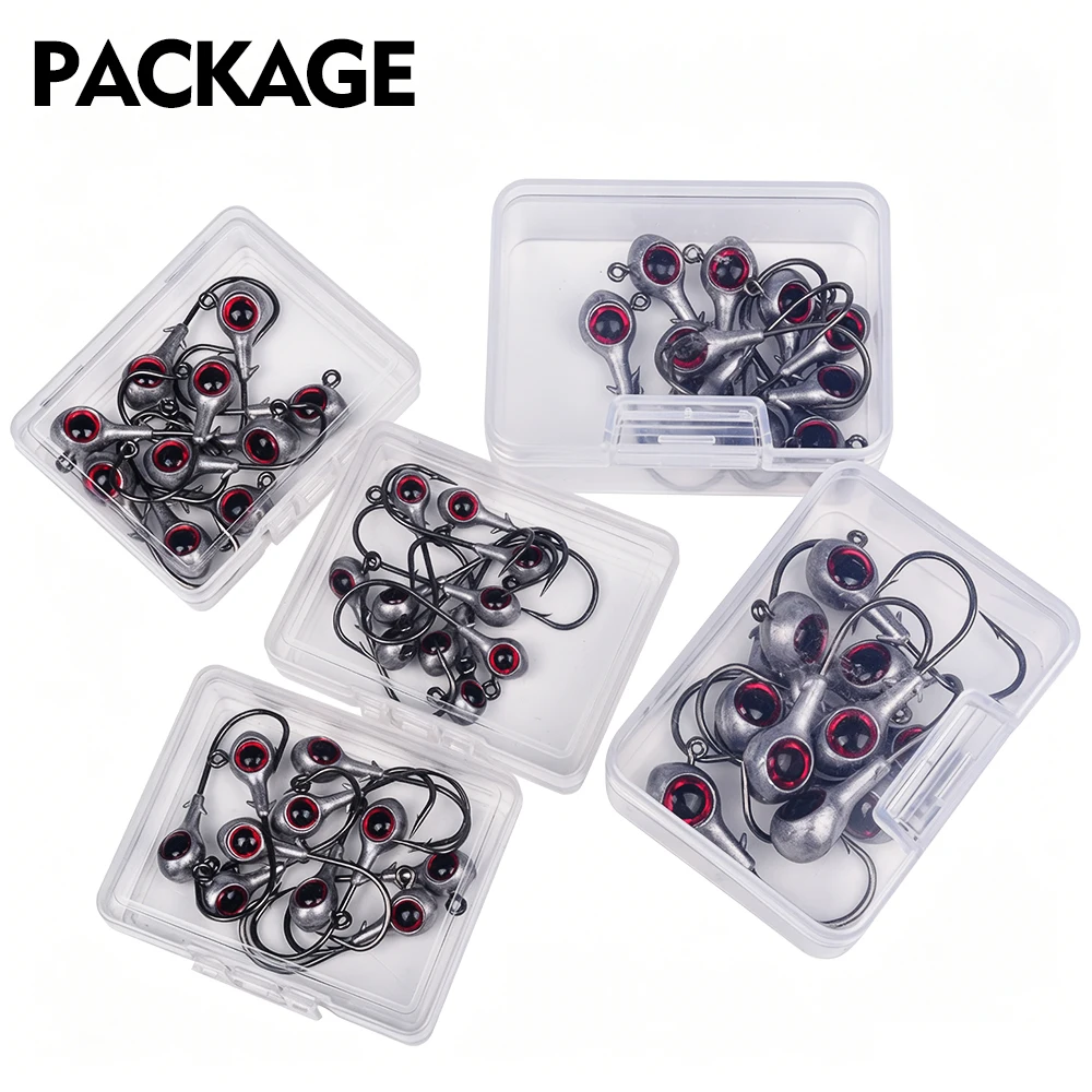 Proberos 10 Stück/Set Jigkopf-Angelhaken 2,5g-10g Gewichteter Haken Jig-Angelhaken Weicher Wurmhaken für Barsch-Angeln – Detail 10