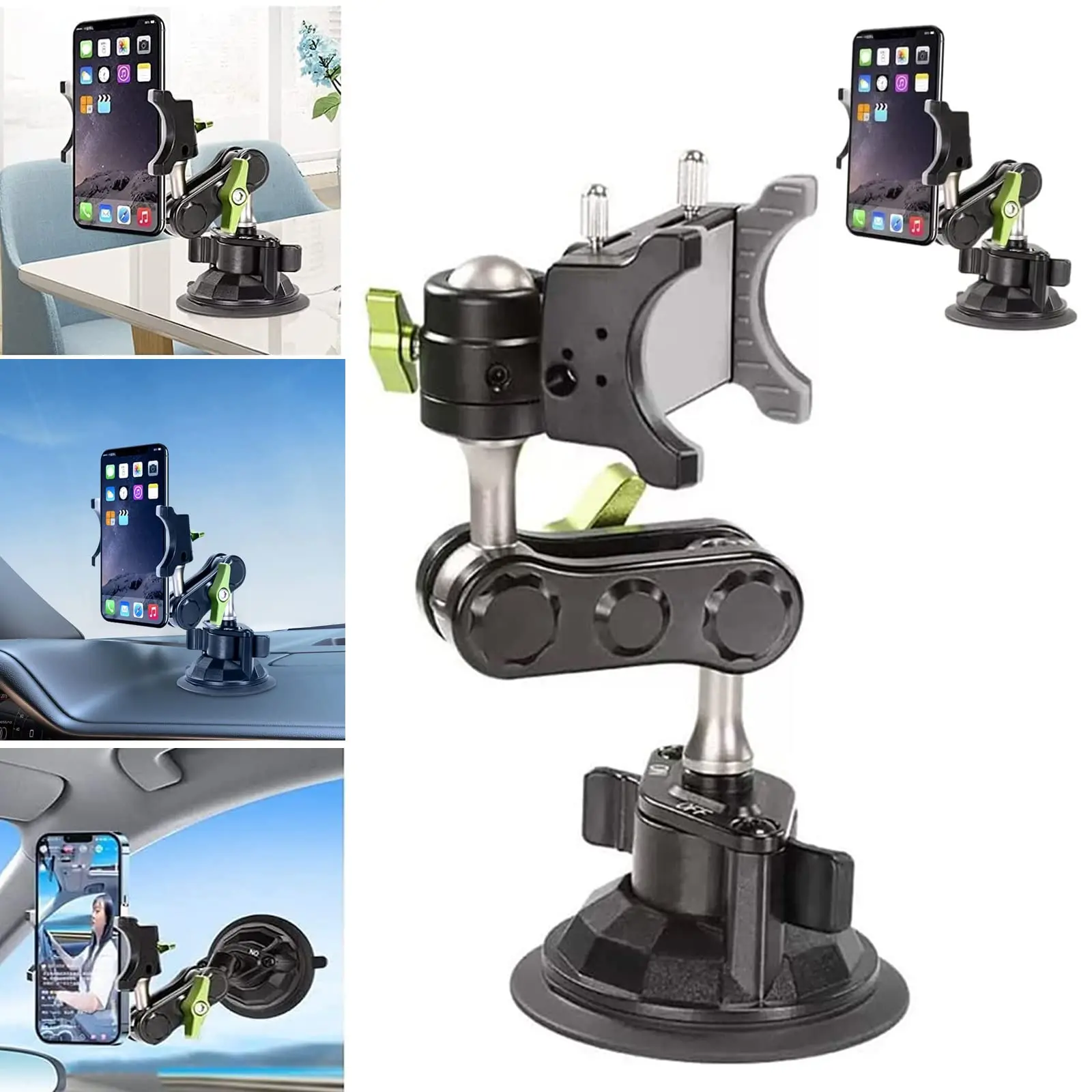 

360° Rotating Car Phone Holder Mount, Adjustable Ballhead Suction Cup Camera Phone Holder for Car Dashboard Windshield Vehicle