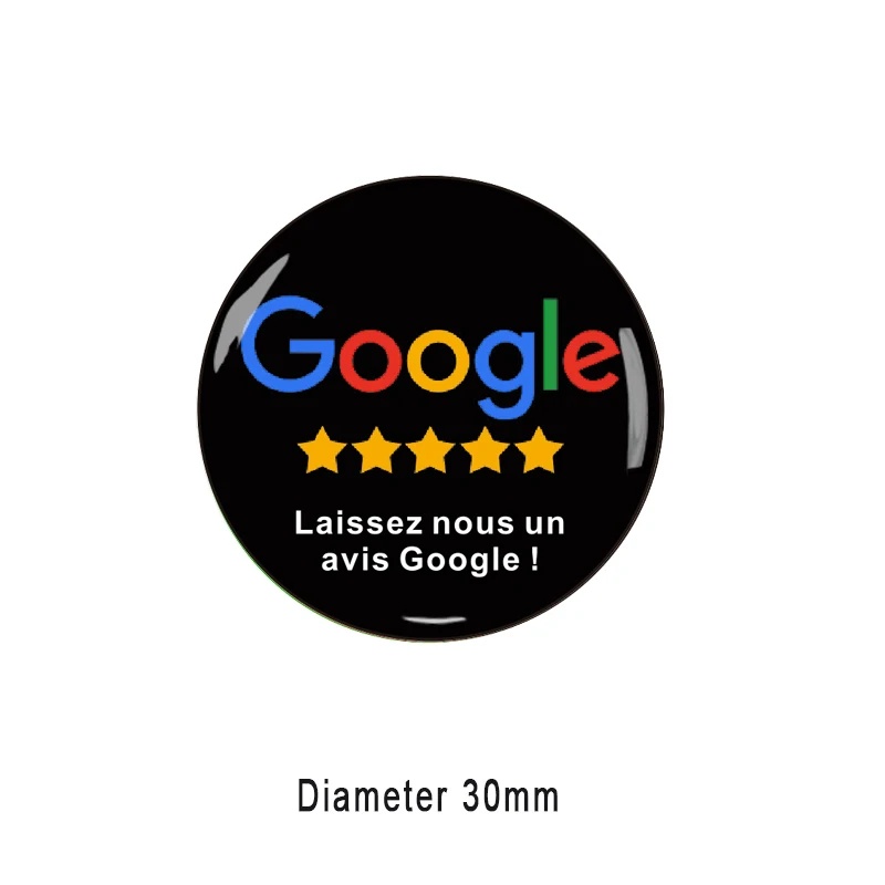 

French Writing NFC Epoxy Stickers for Google Review Instagram WhatsApp Social Media Links Social Profiles Digital Business