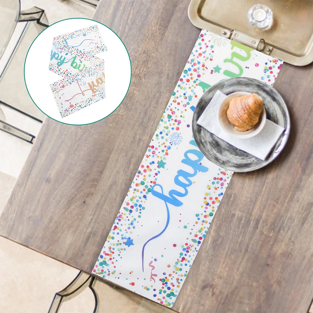 

2Pcs Mermaid Table Runner Birthday Party Graduation Decoration Black Gold Colorful Tablecloth for Festive Dining