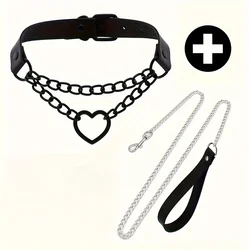 1 Sexy Heart Collar Plus 1 Leash Chain Lover Necklace Necklace Party Halloween Cosplay New Year Christmas Creative Birthday Gift