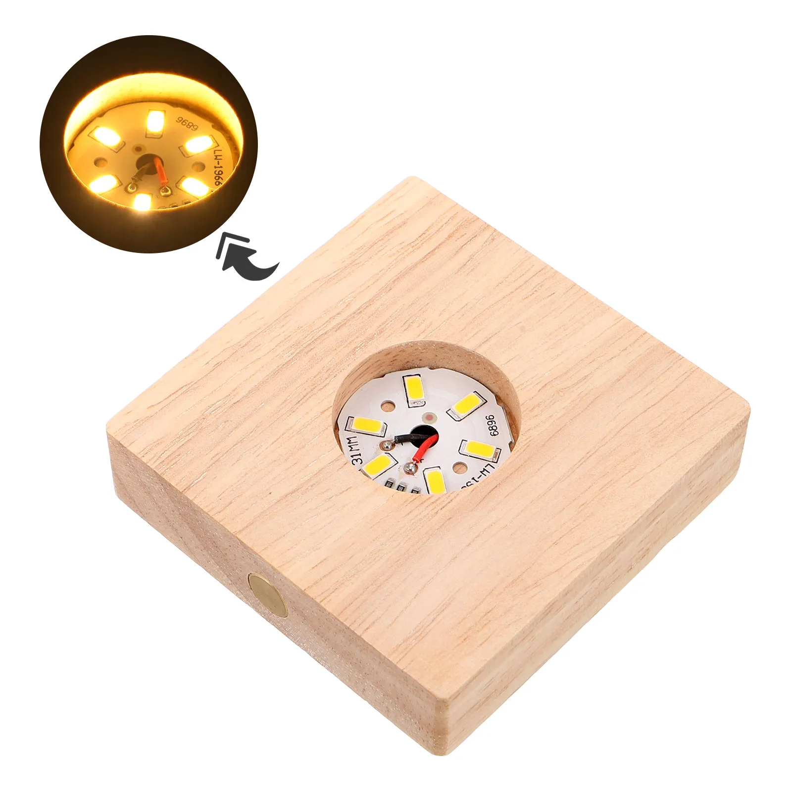 

Wooden LED Light Display Base Rechargeable Solid Wood Square Sphere Stand 8Cm Night Light Base for Crystal Globe
