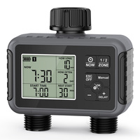 Programmable Dual-Outlet Water Hose Timer, Rainproof Irrigation Controller with Rain Sensor for Automatic Garden Watering