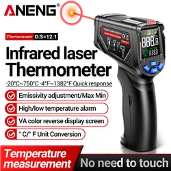 ANENG TH06 Infrared Temperature Gun VA Reverse Screen Thermometer 0.1~1.00 Adjustable Industrial Detector Sensor Instrument Tool