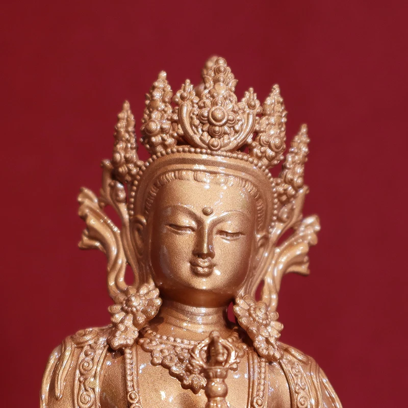 Vajrasattva Buddha statue, made of red copper and pure copper, carrying a 5-inch Buddha statue. Tibetan esoteric Buddhism offeri