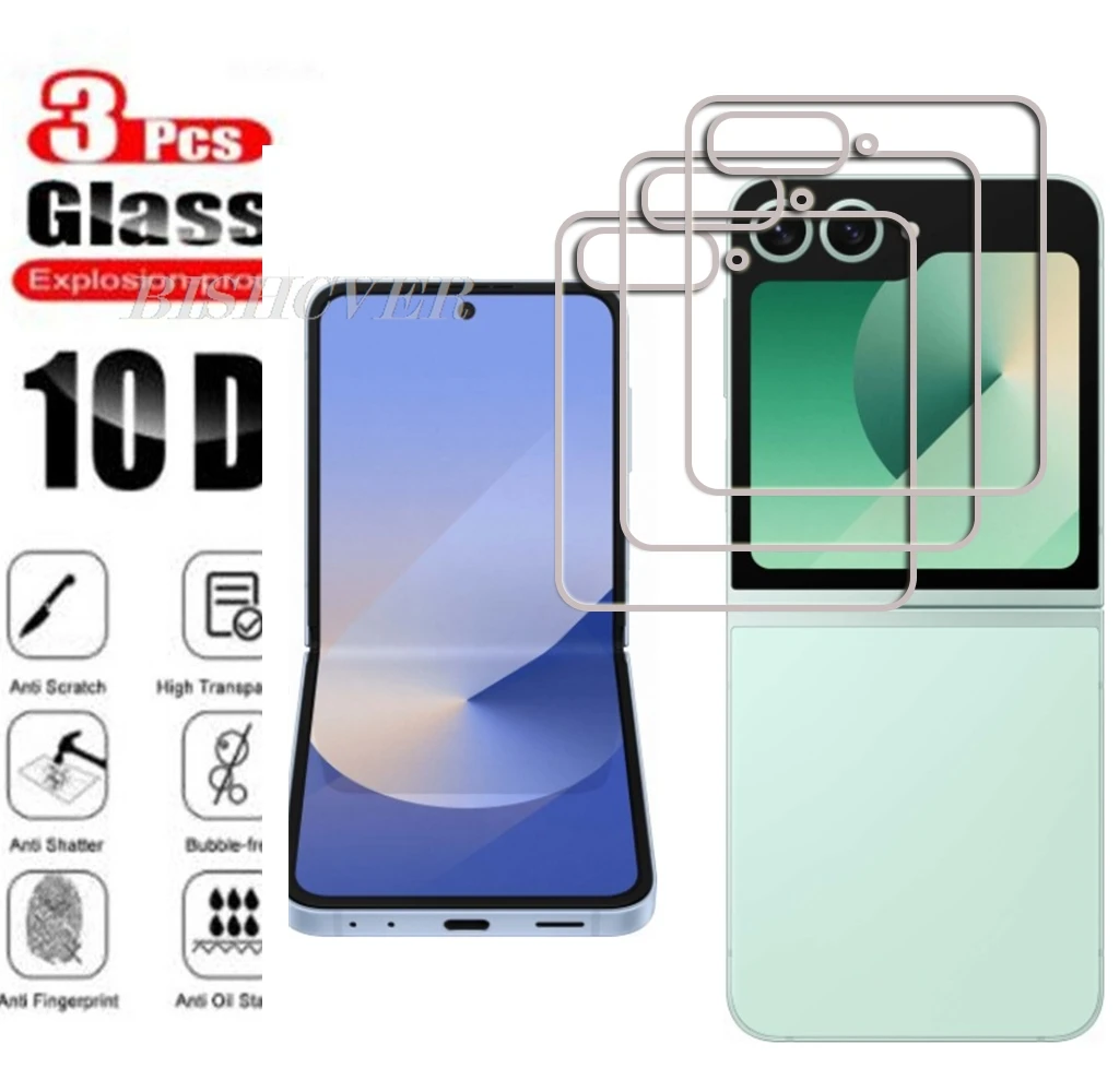 3pcs Tempered Glass  For Samsung Galaxy Z Flip7 FE GalaxyZFlip7 ZFlip7 Flip6 Flip5 Screen Protector Tempered Glass Film