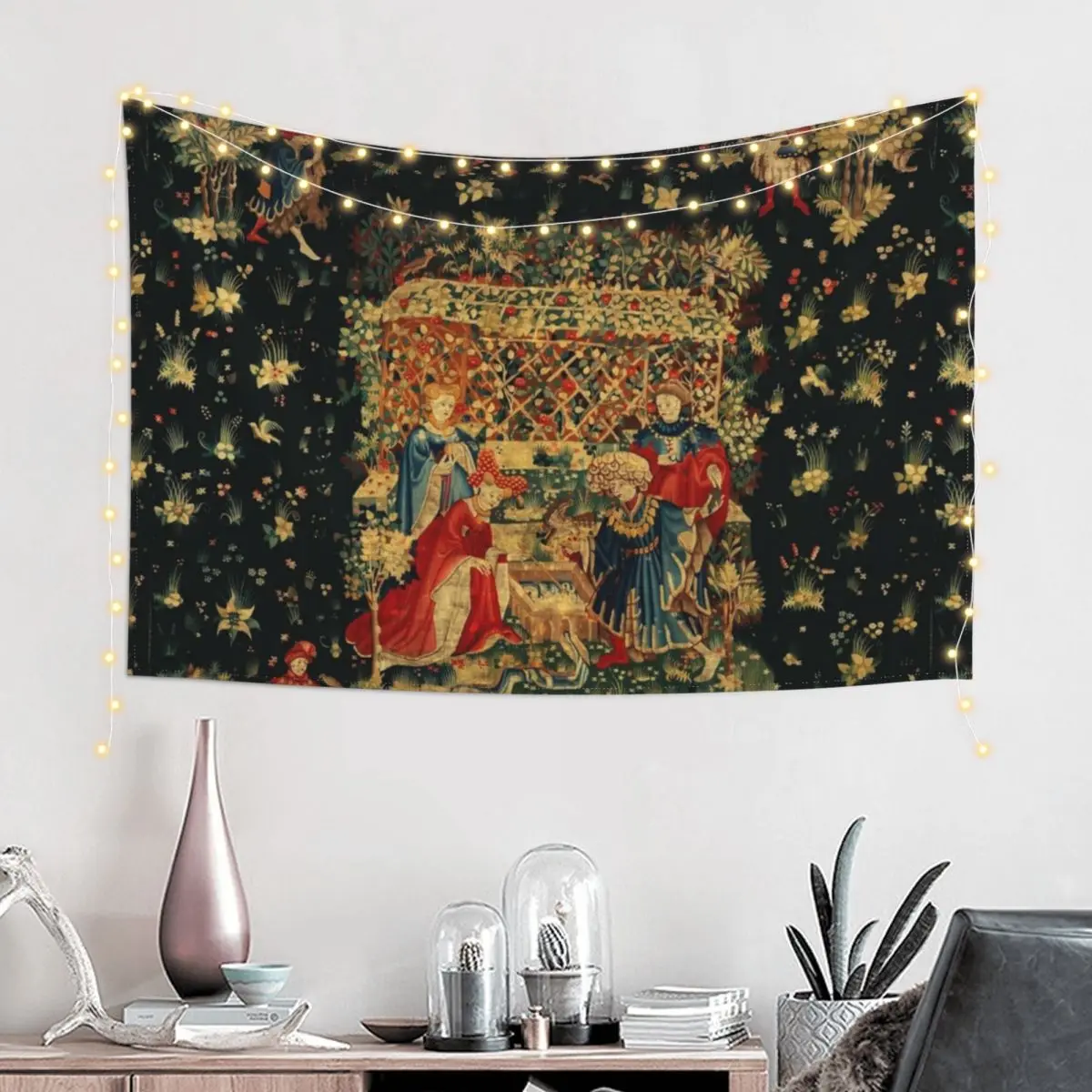 

FALCONS BATH Red Blue Antique Medieval Tapestry Decoration For Home Room Decor Cute Room Design Tapestry