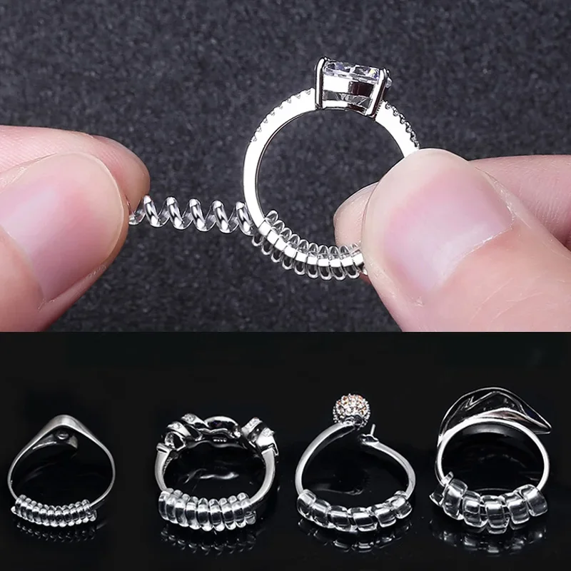 Medidor de anillo Invisible a base de espiral, protector de inserción, tensor, reductor, ajustador de redimensionado, accesorios de joyería, herramientas para cualquier anillo